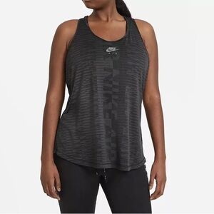 NWT Nike Dri Fit Mesh Racer Back Black Gray Tank Top 2X running dn4592-010